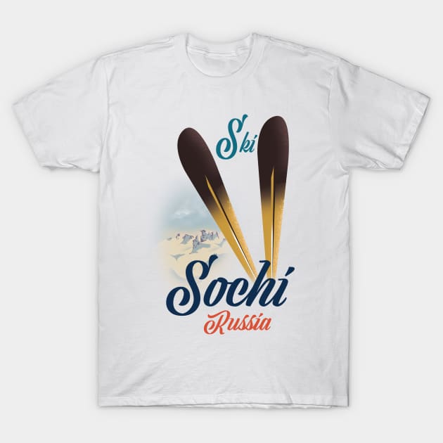 Sochi Russia ski poster T-Shirt by nickemporium1